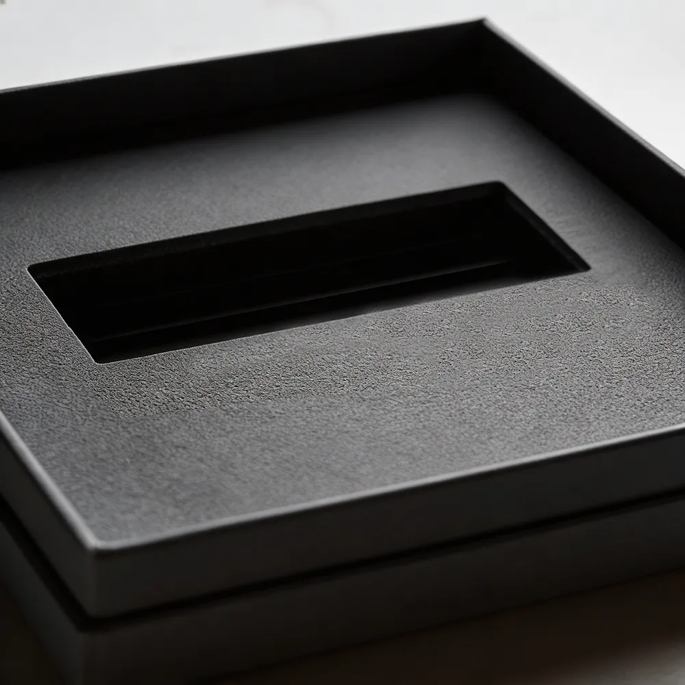 Black rigid box with foam insert