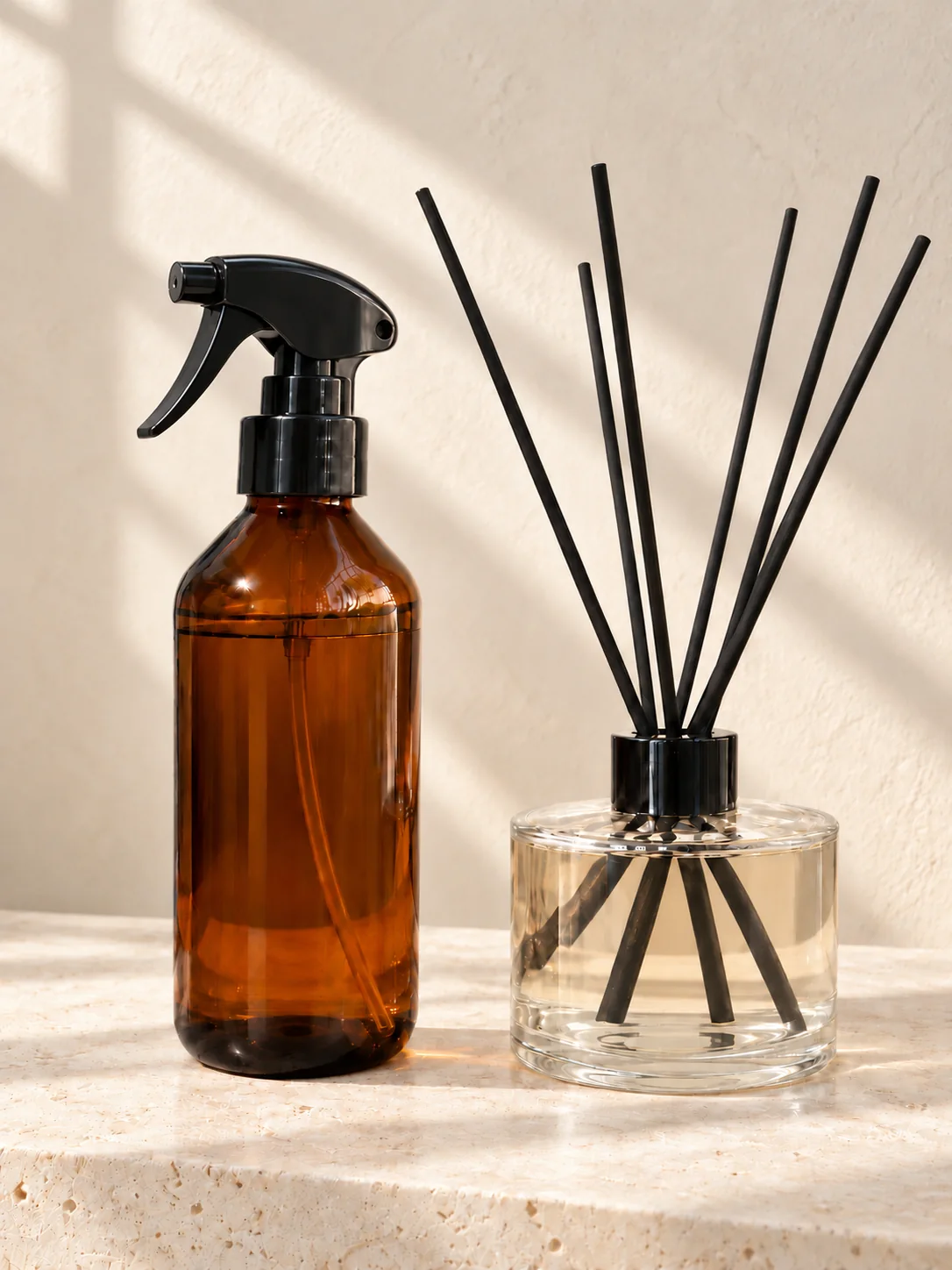 Amber trigger room spray bottle and reed diffuser